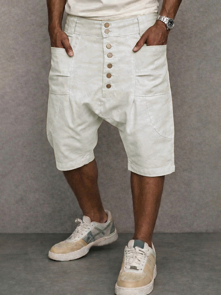 Casual haremshort met lage kruisnaad, gemaakt van 100% katoen