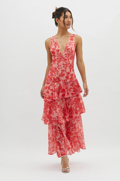 LISA | Bloemige Volant Maxi Jurk
