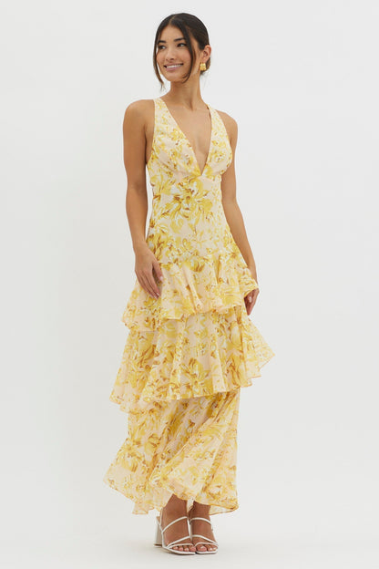 LISA | Bloemige Volant Maxi Jurk