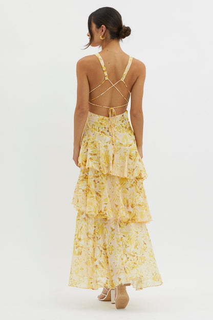 LISA | Bloemige Volant Maxi Jurk