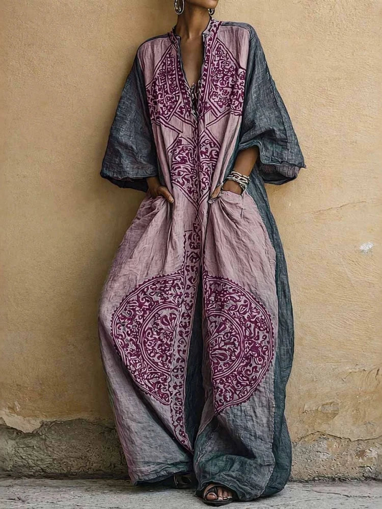 Livia™ Boho Jumpsuit met Geometrische Print en Wijde Pijpen
