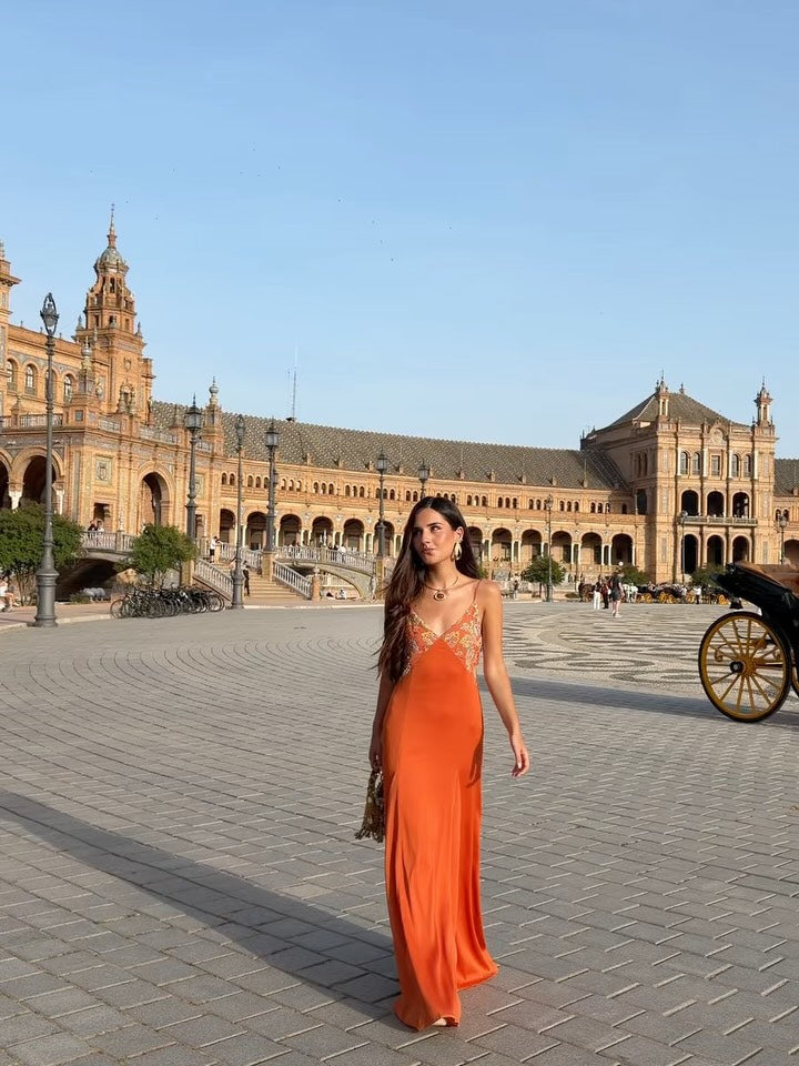 De Geleide Oranje Slip Dress