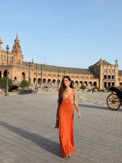 De Geleide Oranje Slip Dress