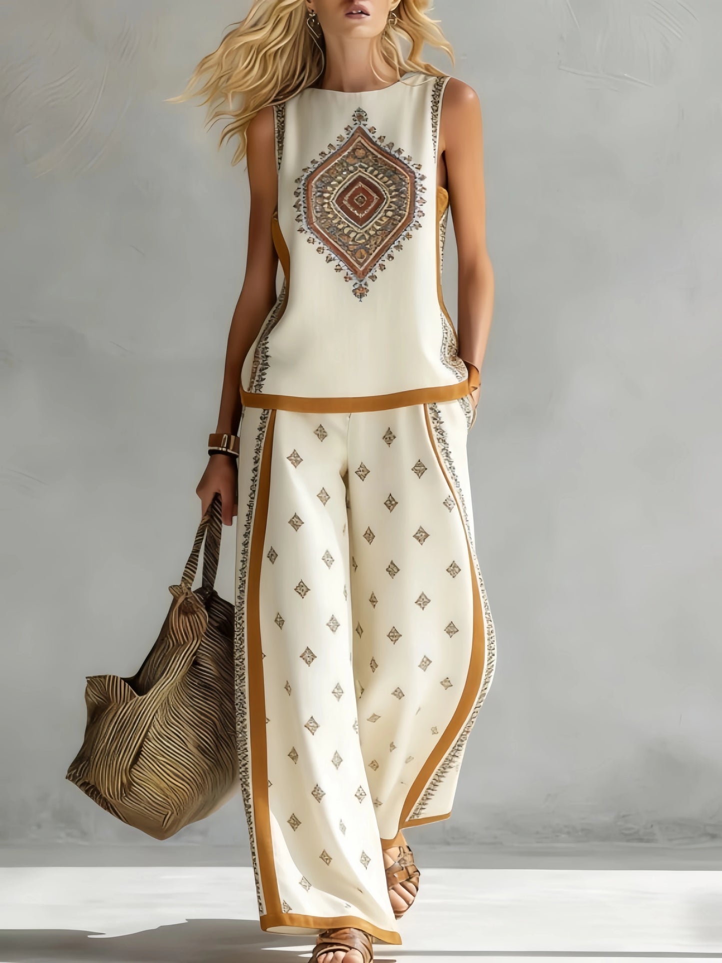 Elise™ | Chique Tweedelige Zomerset met Mouwloze Top en Wijde Broek