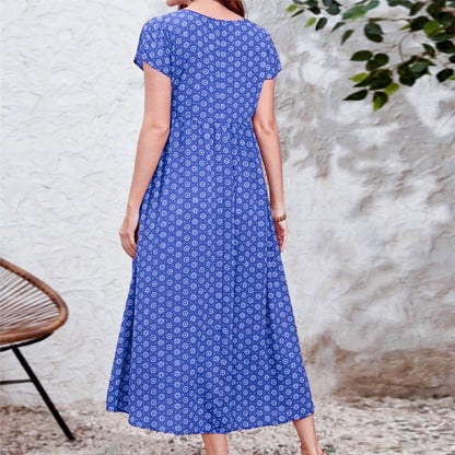 Nora | Bohemian Maxi Jurk met V-hals en Zakken