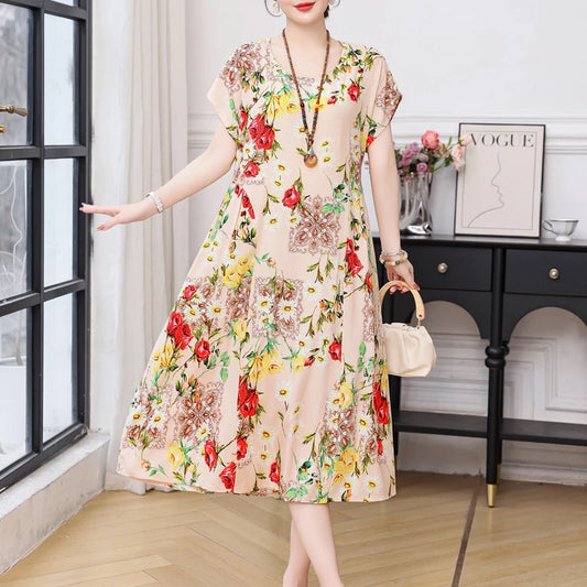 Vivienne | Vintage Jurk met Print in Grote Maten