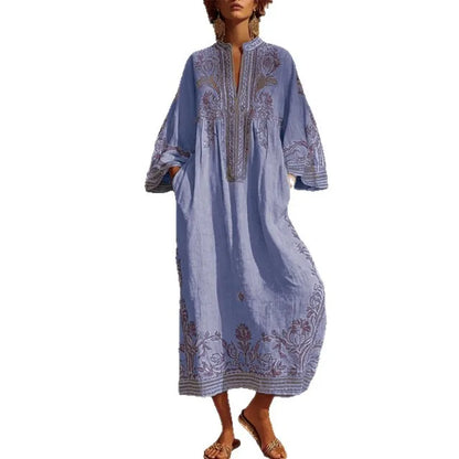 Livia | Elegante Bohemian Maxi Jurk met V-hals