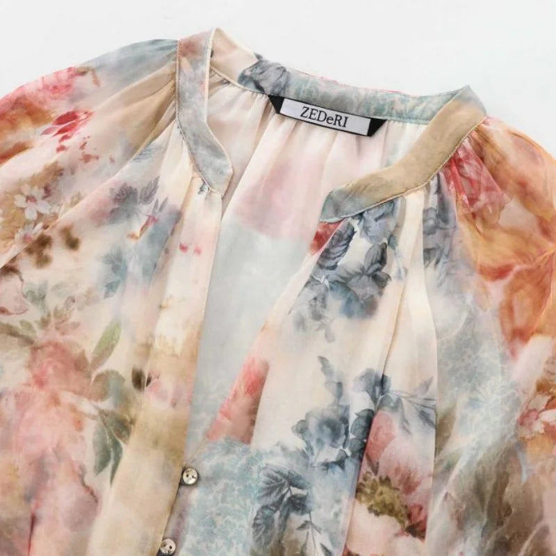 Elegante Maxi Jurk met Bloemenprint en Tailleceintuur
