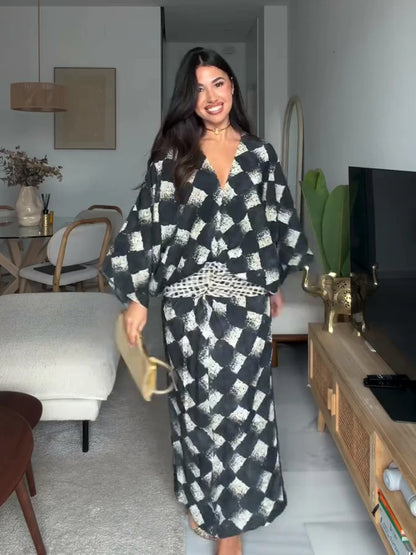 Valerie | Chique Maxi Jurk met V-hals en Taille