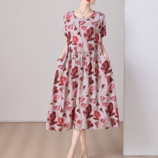 Florine | Lange Zomerjurk met Vintage Bloemenprint