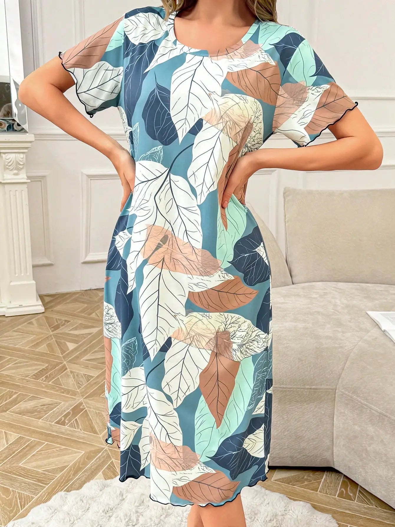 Élise | Elegant Nachthemd met Bloemenprint