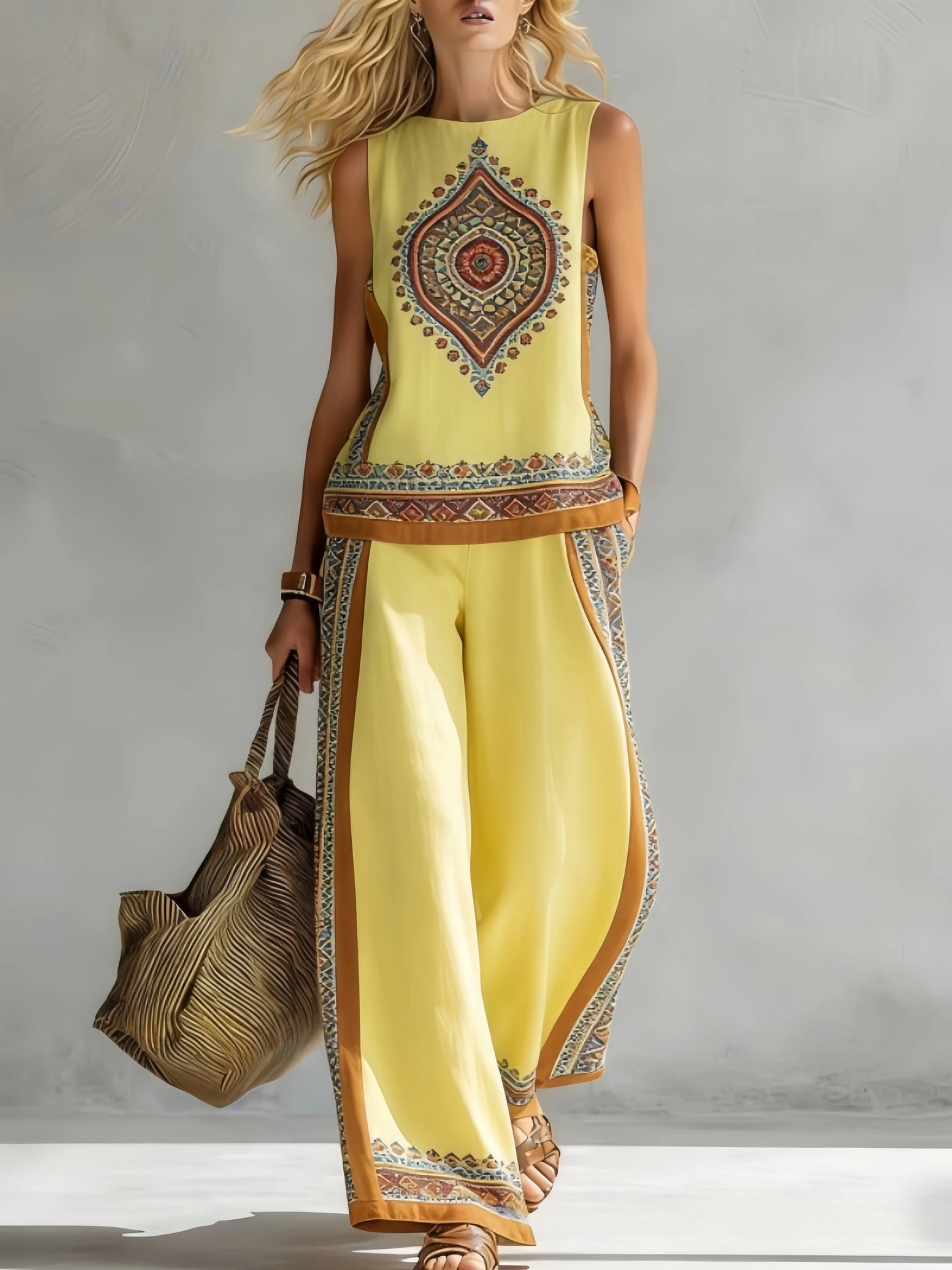 Elise™ | Chique Tweedelige Zomerset met Mouwloze Top en Wijde Broek