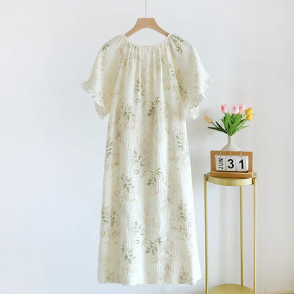 Mila | Katoenen Nachthemdjurk met Bloemenprint