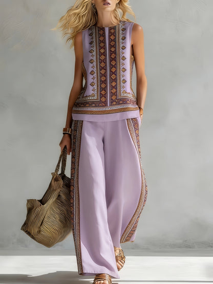 Elise™ | Chique Tweedelige Zomerset met Mouwloze Top en Wijde Broek