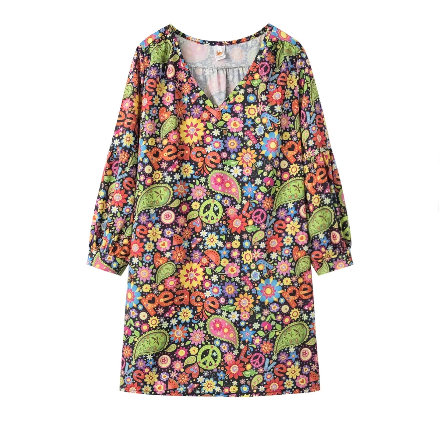 Elegante Damesjurk met V-Hals en Print