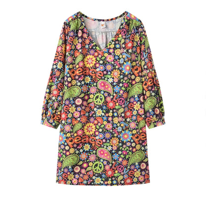 Elegante Damesjurk met V-Hals en Print