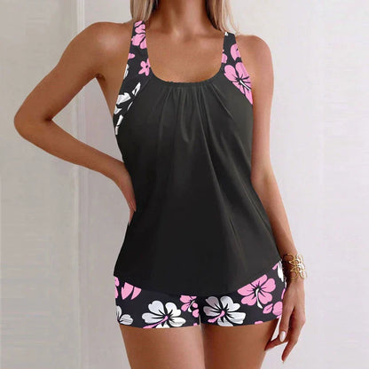 Tropische tankini met hibiscusprint