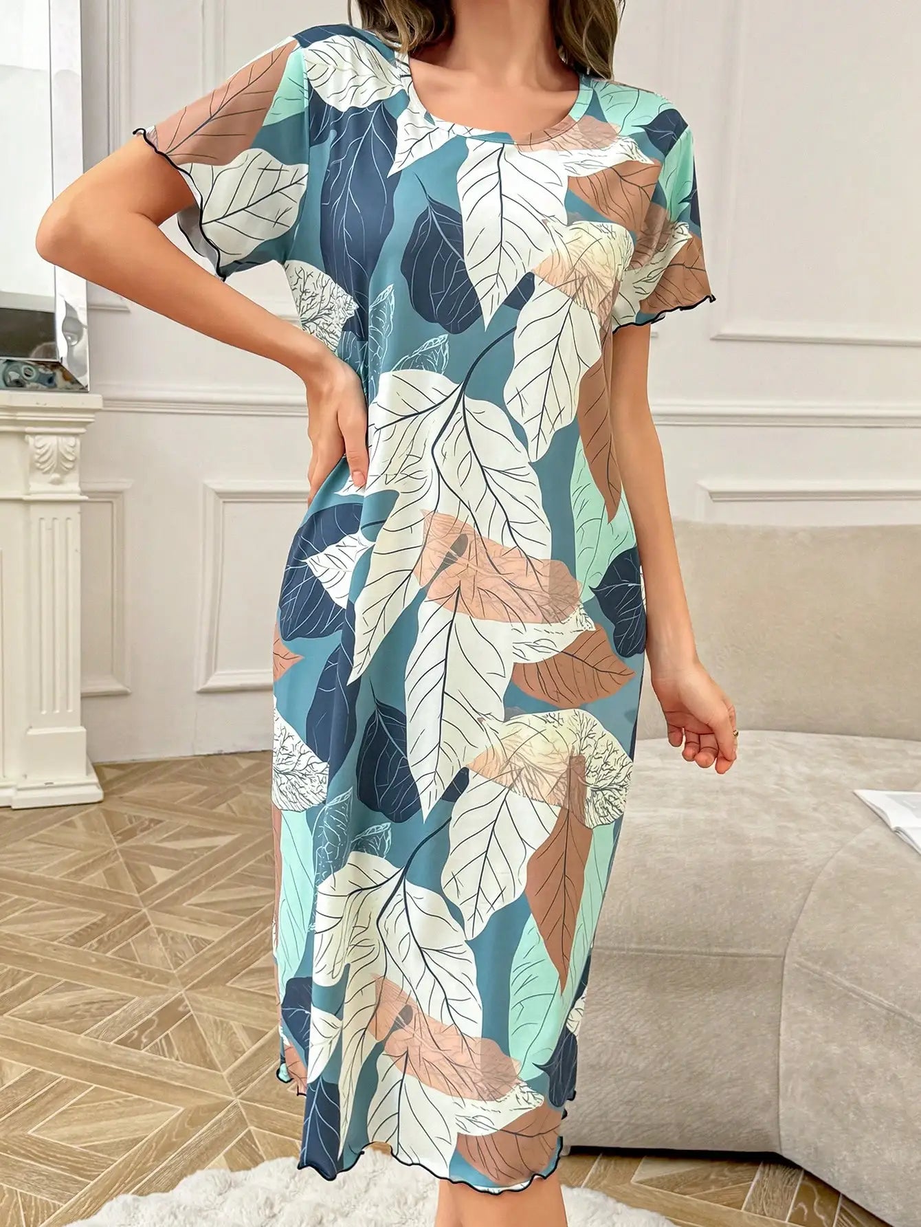 Élise | Elegant Nachthemd met Bloemenprint