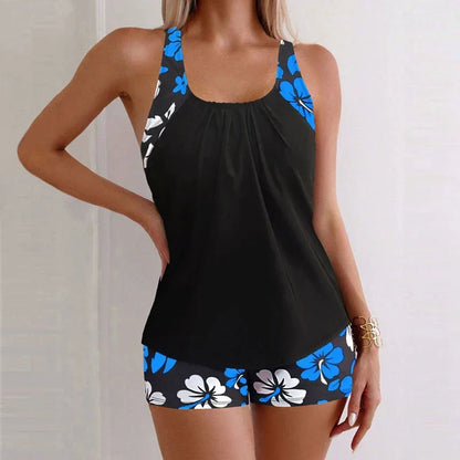 Tropische tankini met hibiscusprint