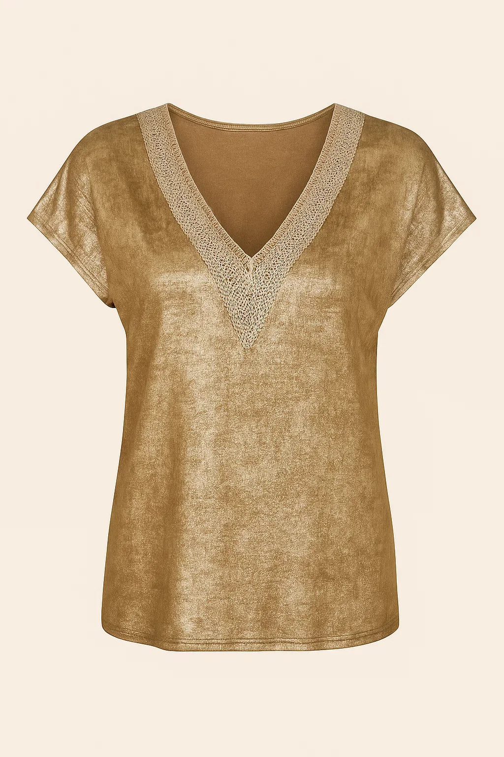 V-Hals Korte Mouwen Blouse - Foliedruk & Casual Ontwerp