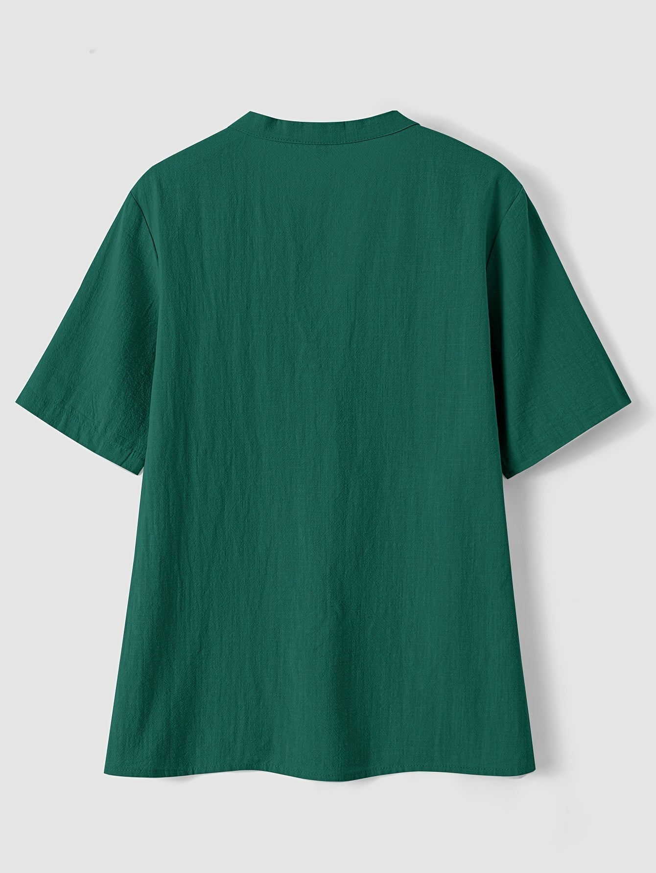 V-Hals Korte Mouwen Blouse - Katoen & Knopdetail