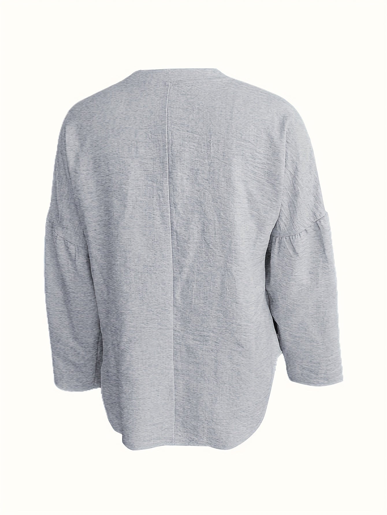 V-Hals Lange Mouwen Shirt - Relaxed Fit en Lichtgewicht Stof