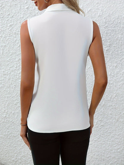 V-Hals Mouwloze Blouse - Lichtgewicht Stof & Ruime Pasvorm