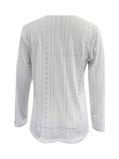 V-hals Blouse - Ooglet Detail & Semi-doorzichtig Stof