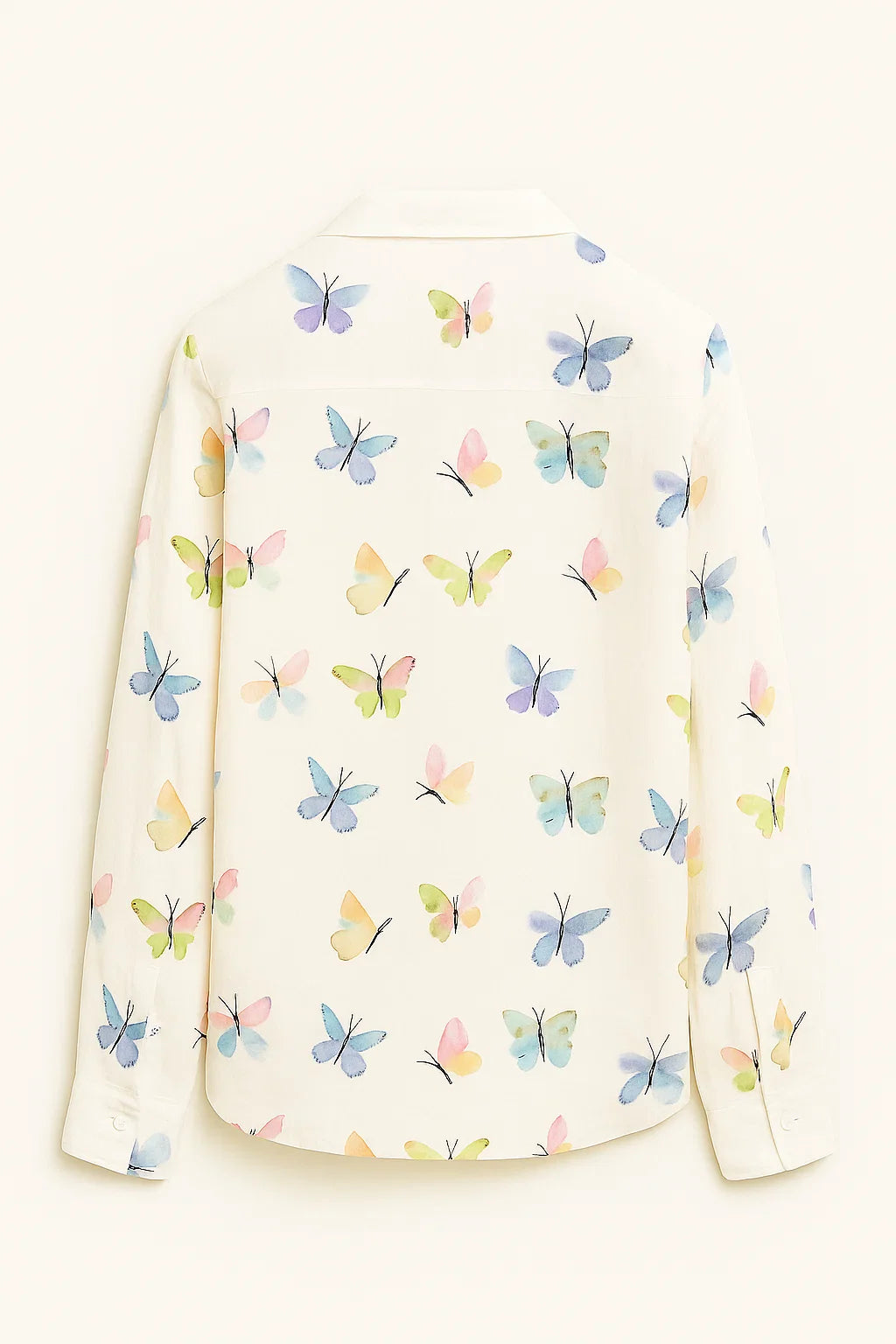Vlinderprint Knopshirt - Casual Lange Mouwen & Knopsluiting