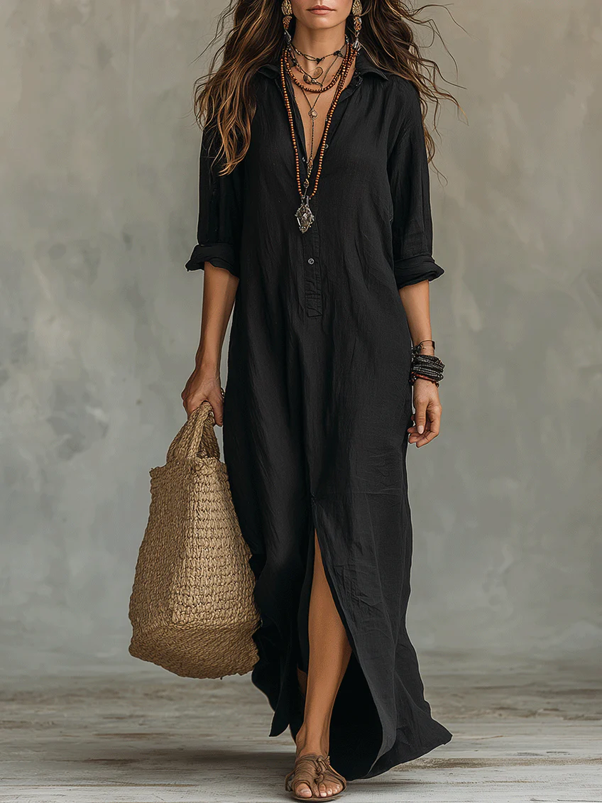 Soline | Oversized Zwarte Maxi Jurk