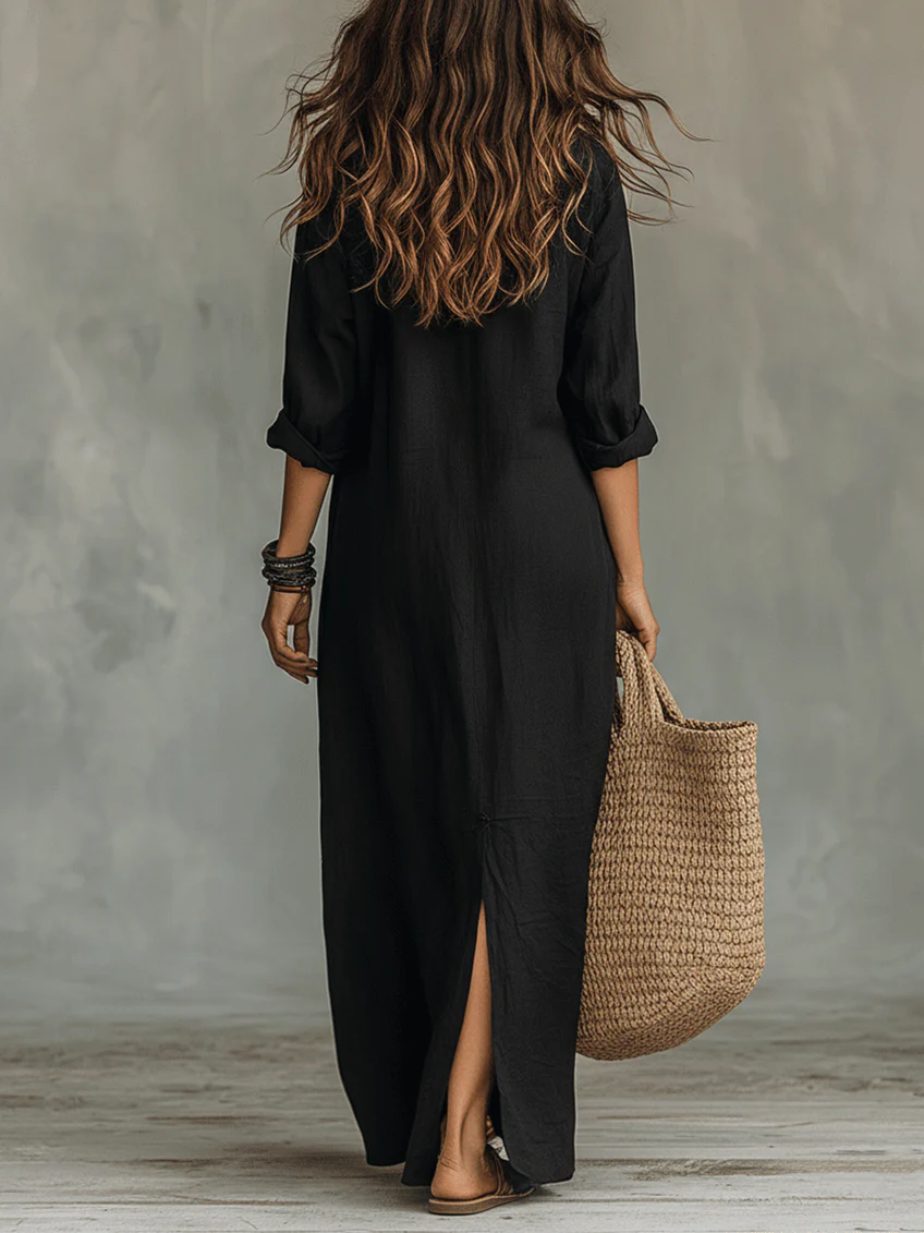 Soline | Oversized Zwarte Maxi Jurk