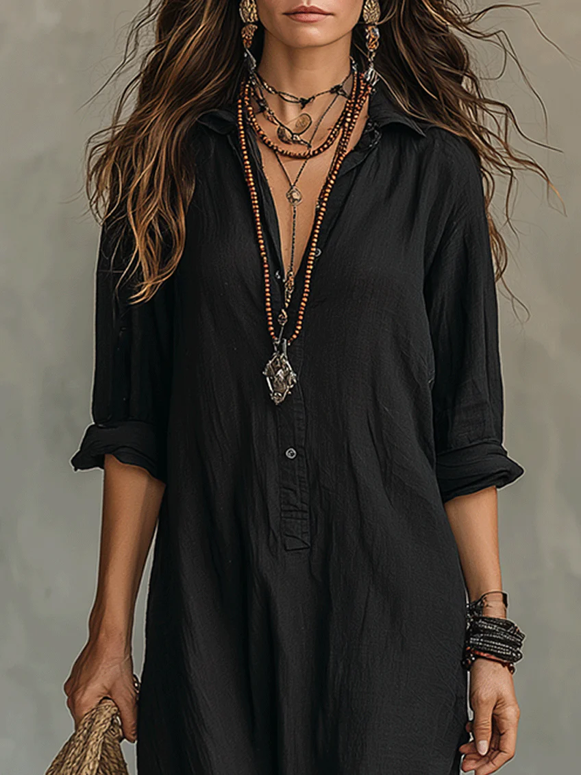 Soline | Oversized Zwarte Maxi Jurk