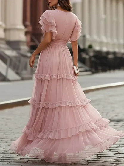 Zoe | Helderroze Elegante Trouwen Maxi-jurk