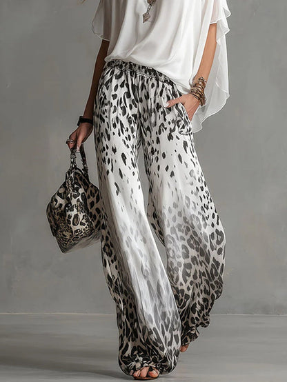 Ilaria | Compleet met Boottop en Vervaagde Luipaard Chiffon Broek