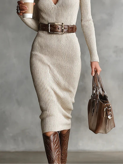 Ayesha™ - Elegante Geribbelde Tricotjurk