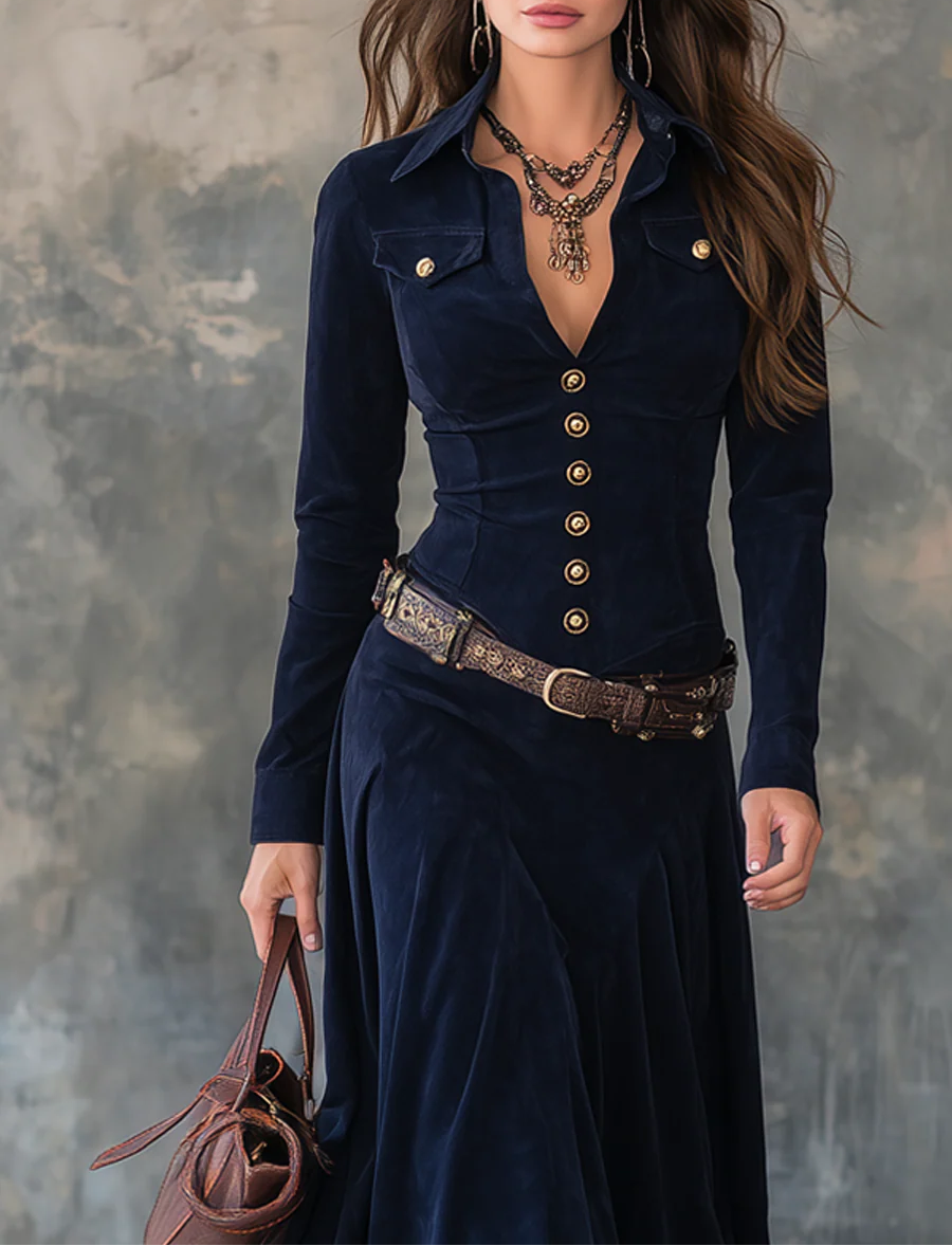 Robie™ – Elegante Maxikleed met luxe Suède-look, inclusief riem