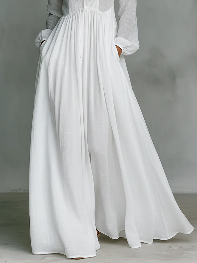 Léonie™ | Maxi Minimalistische Jurk met Hoge Hals