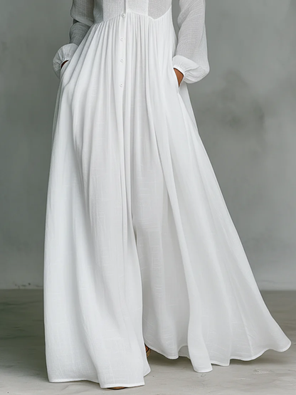 Léonie™ | Maxi Minimalistische Jurk met Hoge Hals