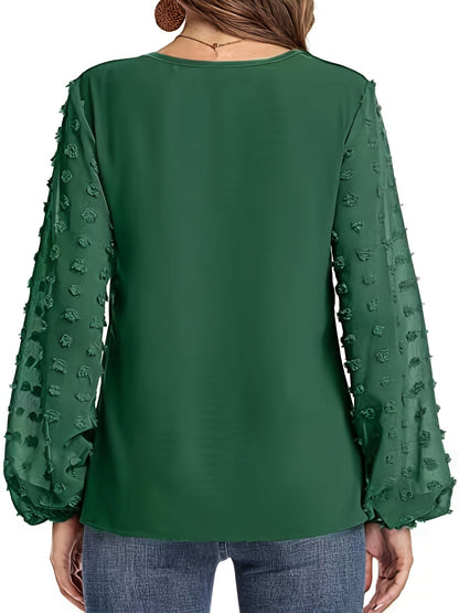 Zwitserse Shirt - Polka Dot Mouwen & Casual V-Hals Design