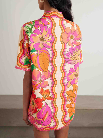 Exquisite Abstract Hibiscus Tropical Floral Print Twee-delige Set