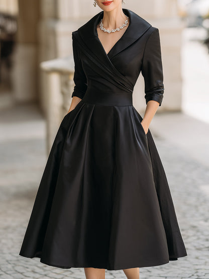 Lea™ - Elegante Midi-jurk met Subtiele Glans