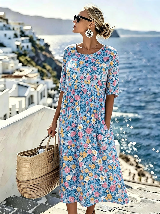 Rebecca | Elegante Midi Jurk met Bloemen voor de Zomer
