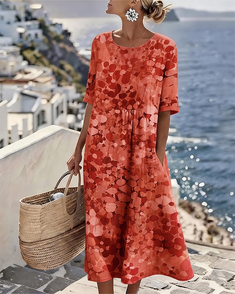 Vittoria | Elegante Midi Jurk met Bloemen voor de Zomer