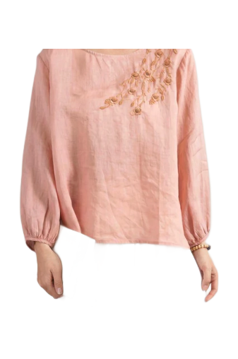 Ariella | Linnen Geborduurde Blouse