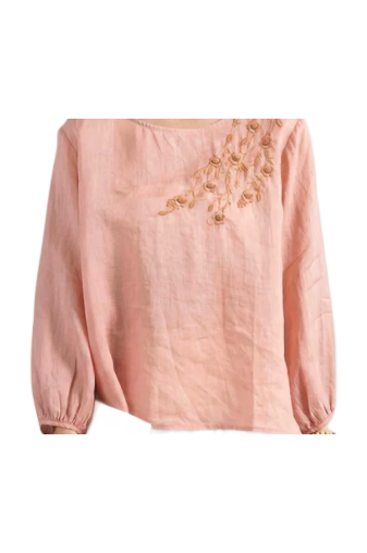 Ariella | Linnen Geborduurde Blouse