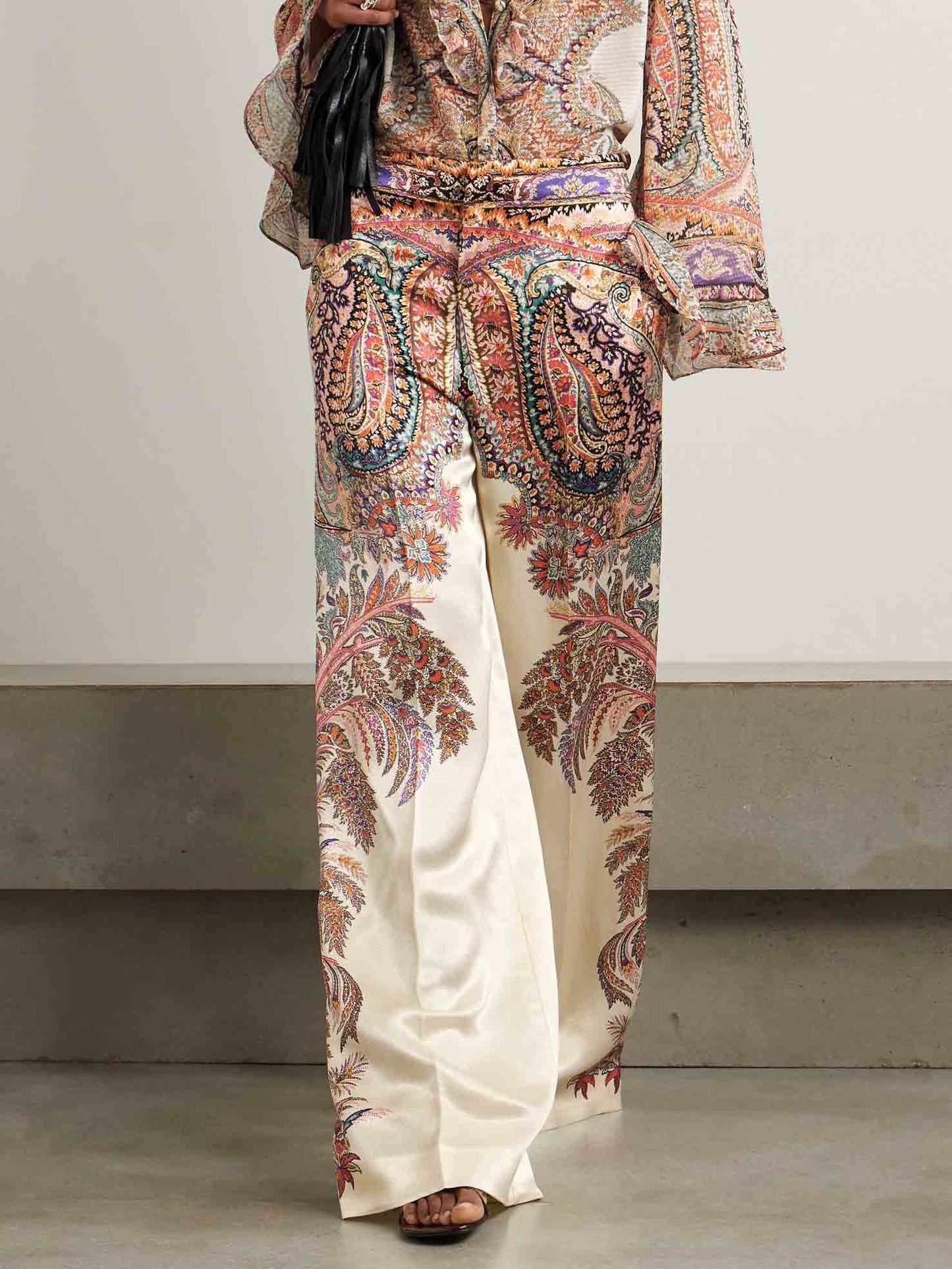 Exquise Vintage Paisley Print Wijde Broek