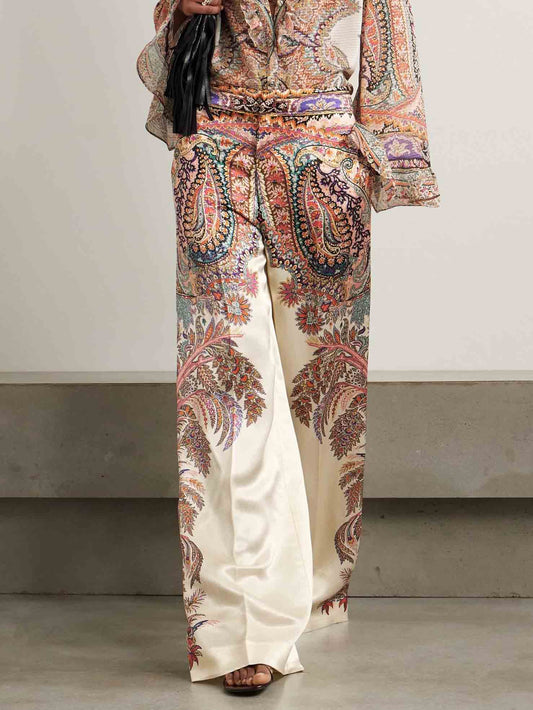 Exquise Vintage Paisley Print Wijde Broek