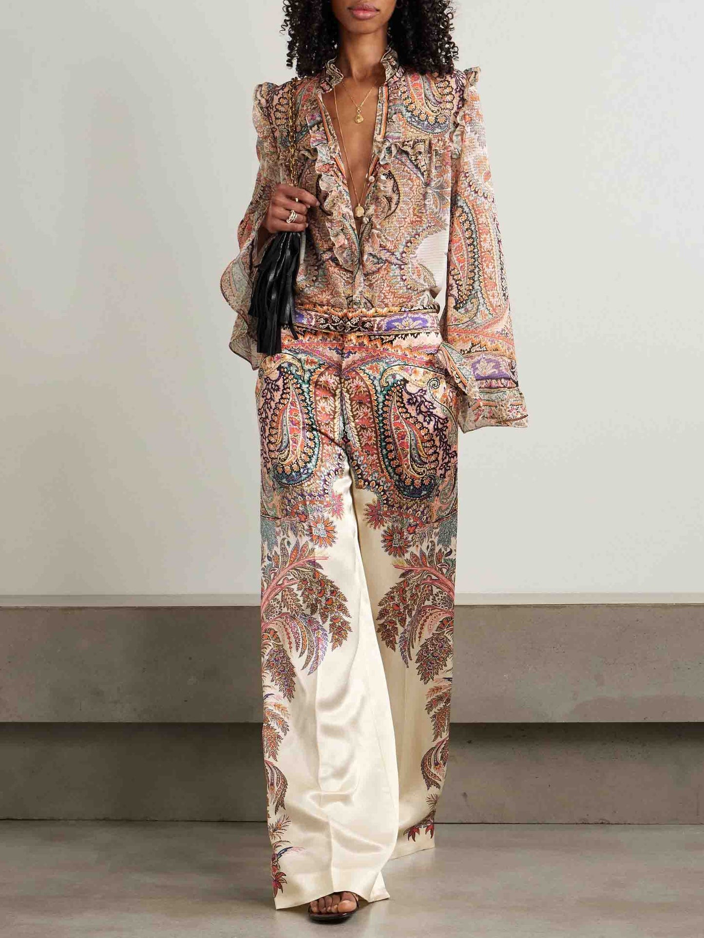 Exquise Vintage Paisley Print Wijde Broek