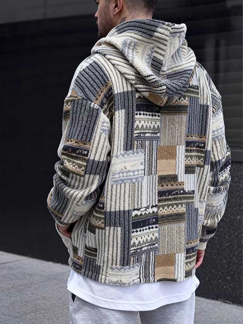 Silvain - Hoodie met capuchon en rits, bedrukt