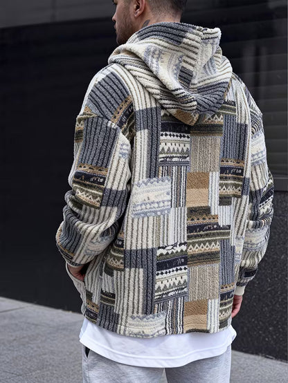 Silvain - Hoodie met capuchon en rits, bedrukt